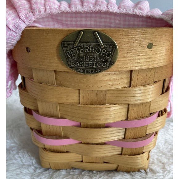Peterboro Pretty in Pink Small Basket with Fabric Liner Breast Cancer Awareness - Picture 2 of 11